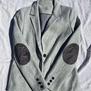LOFT gray blazer with elbow patches